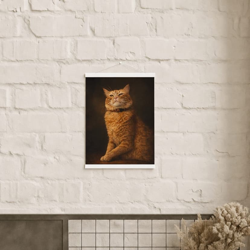 White hanger — custom pet portrait hanging poster